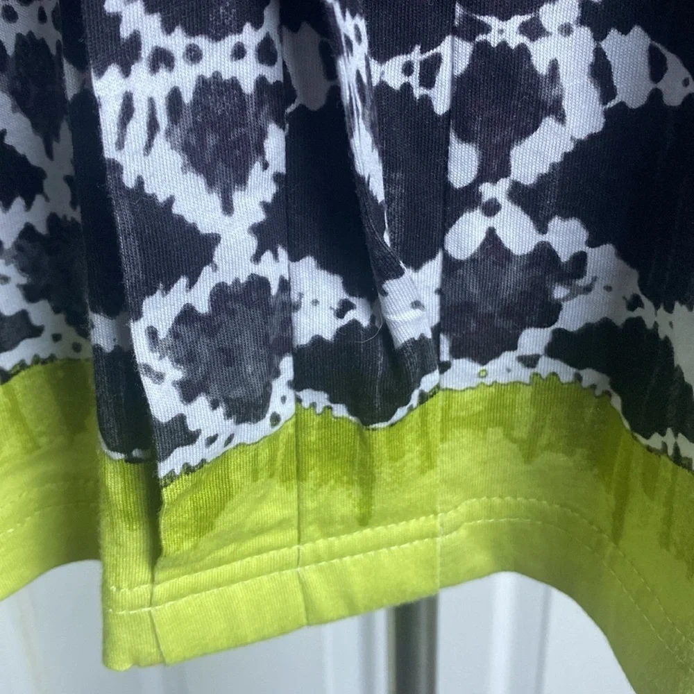 Caribbean Joe Black White Chartreuse Green Sleeveless Blouse Tank Top sz L - Picture 4 of 7